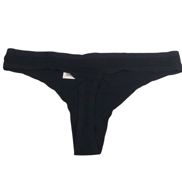 Auden Womens Size Large 12-14 Thong Panty Lightweight Airy Black New With Tags - Picture 2 of 8